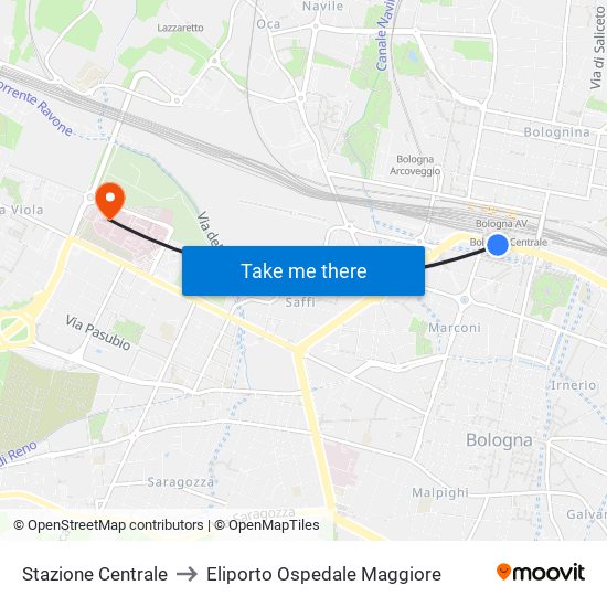 Stazione Centrale to Eliporto Ospedale Maggiore map