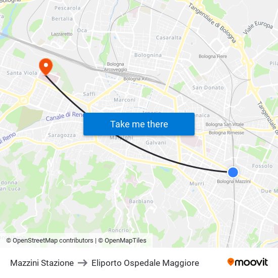 Mazzini Stazione to Eliporto Ospedale Maggiore map