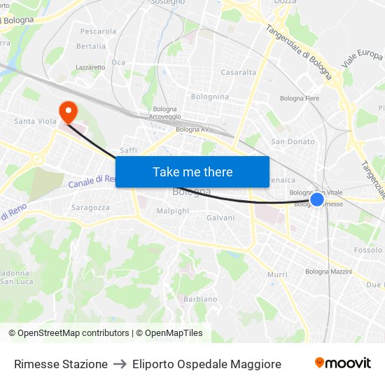 Rimesse Stazione to Eliporto Ospedale Maggiore map