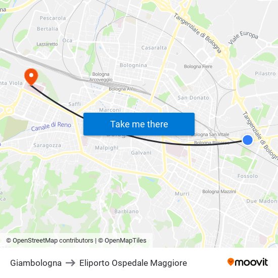 Giambologna to Eliporto Ospedale Maggiore map