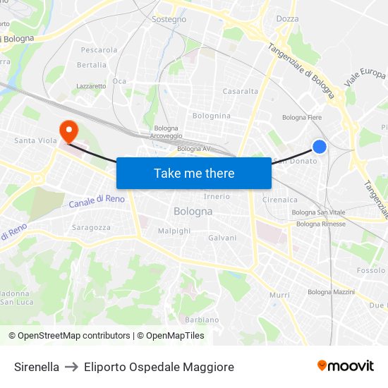 Sirenella to Eliporto Ospedale Maggiore map