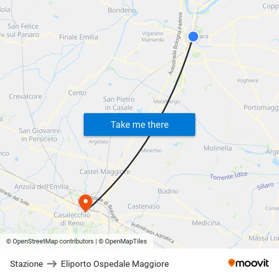 Stazione to Eliporto Ospedale Maggiore map