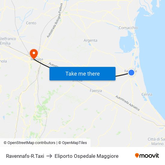 Ravennafs-R.Taxi to Eliporto Ospedale Maggiore map