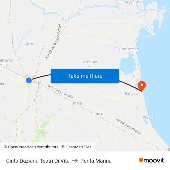 Cinta Daziaria Teatri Di Vita to Punta Marina map