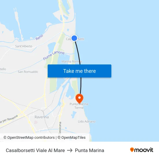 Casalborsetti Viale Al Mare to Punta Marina map