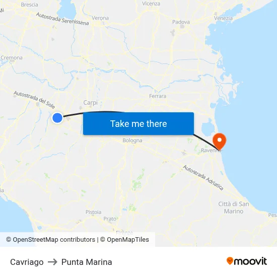 Cavriago to Marina Point map