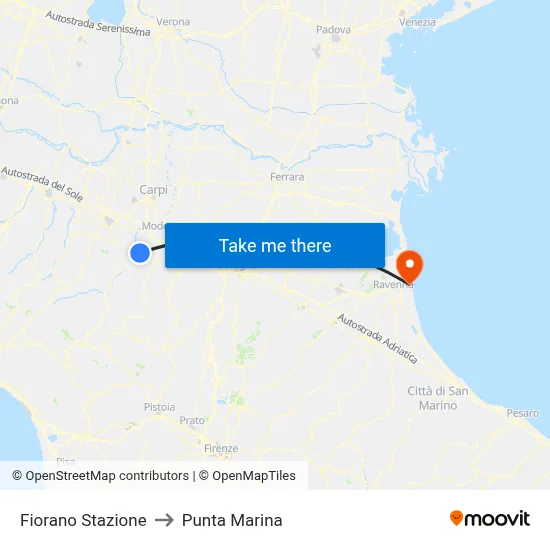 Fiorano Station to Marina Point map