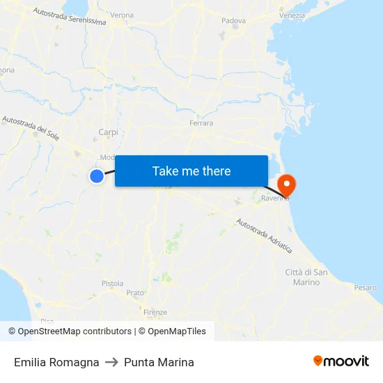 Emilia Romagna to Marina Point map