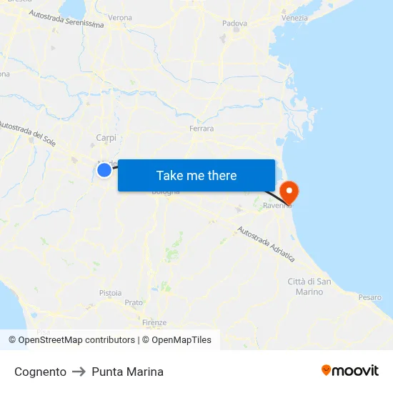 Cognento to Marina Point map