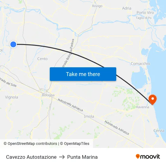 Cavezzo Bus Station to Marina Point map
