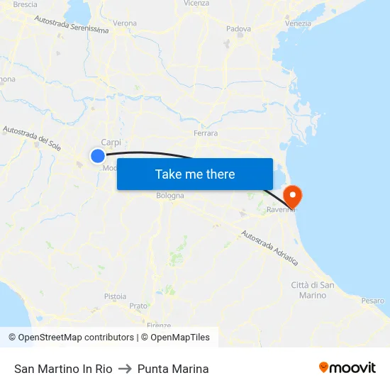 San Martino In Rio to Marina Point map