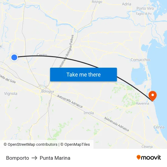 Bomporto to Marina Point map