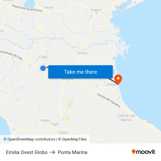 West Emilia Globo to Marina Point map