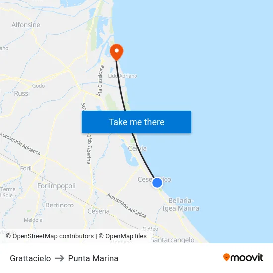 Grattacielo to Punta Marina map