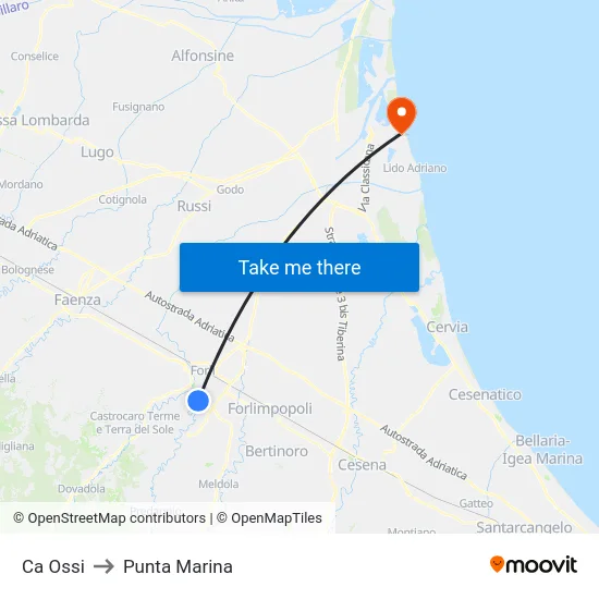 Ca Ossi to Punta Marina map