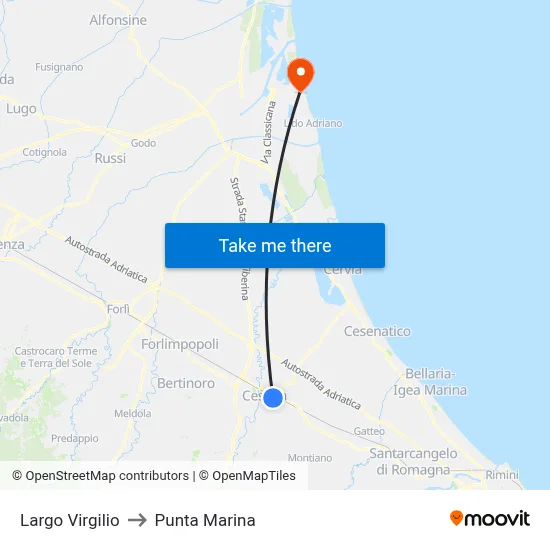 Largo Virgilio to Punta Marina map