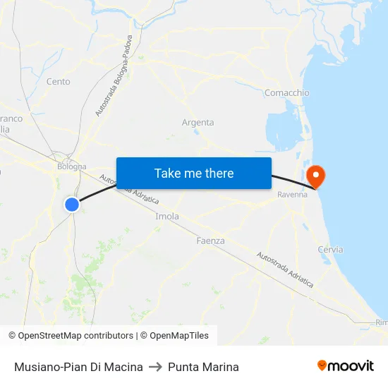 Musiano-Pian Di Macina to Punta Marina map