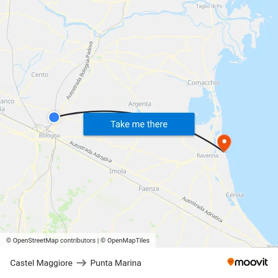 Castel Maggiore to Punta Marina map