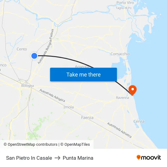 San Pietro In Casale to Punta Marina map