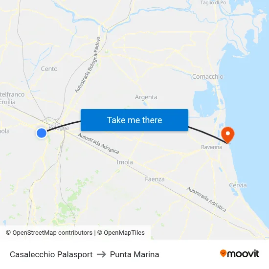 Casalecchio Palasport to Punta Marina map