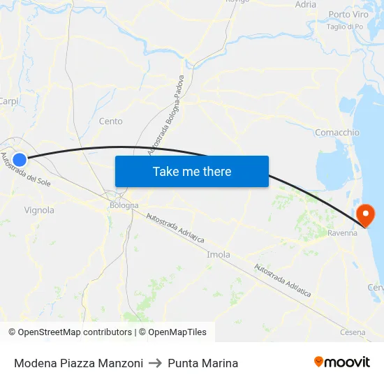 Modena Manzoni Square to Marina Point map