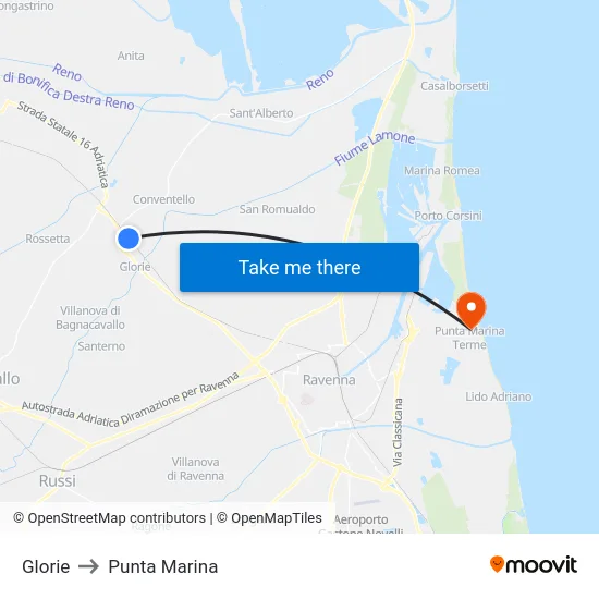 Glorie to Punta Marina map