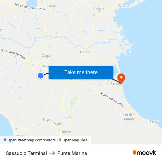 Sassuolo Terminal to Marina Point map
