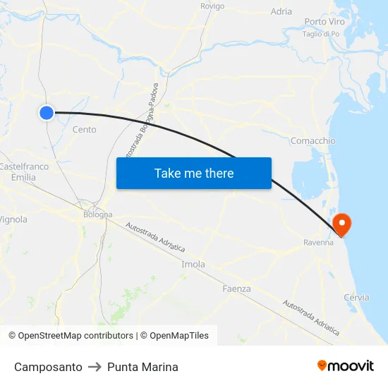 Camposanto to Punta Marina map