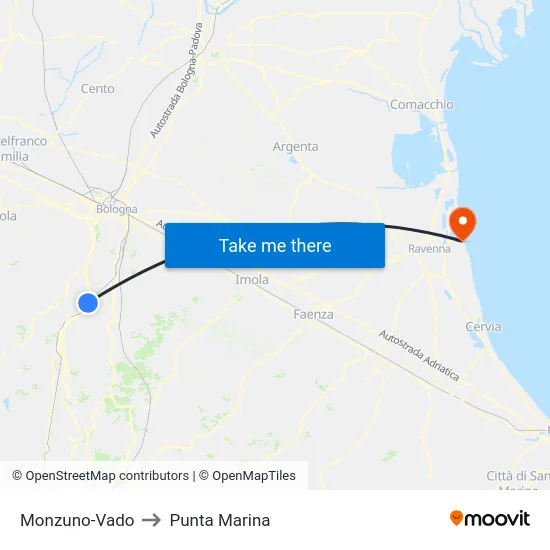Monzuno-Vado to Punta Marina map