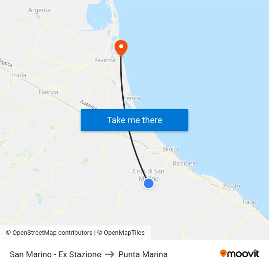 San Marino - Ex Stazione to Punta Marina map