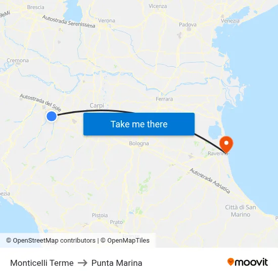 Monticelli Terme to Marina Point map