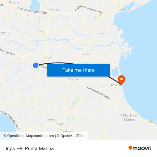 Inps to Punta Marina map