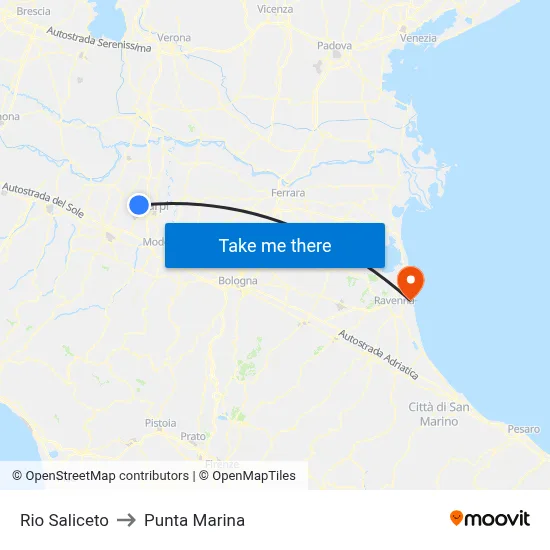 Rio Saliceto to Marina Point map