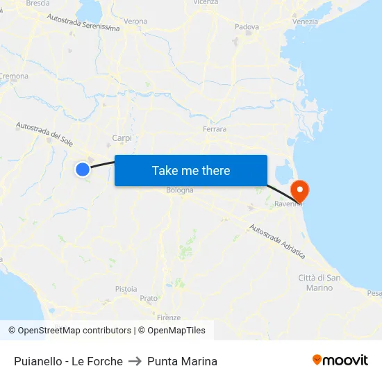 Puianello - Le Forche to Marina Point map