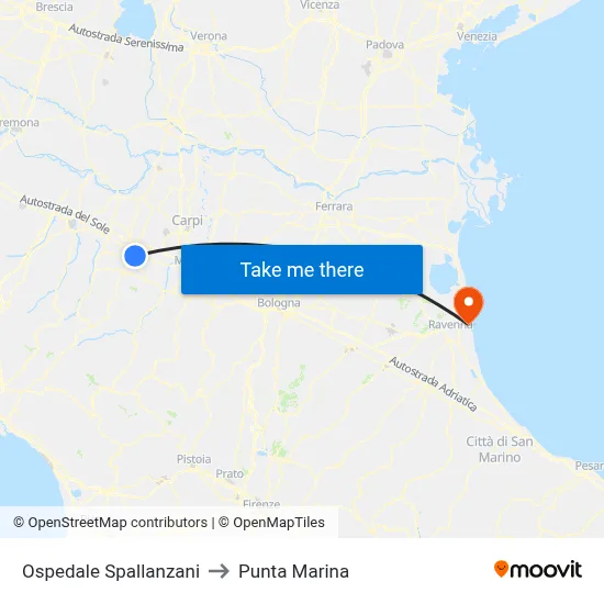 Spallanzani Hospital to Marina Point map