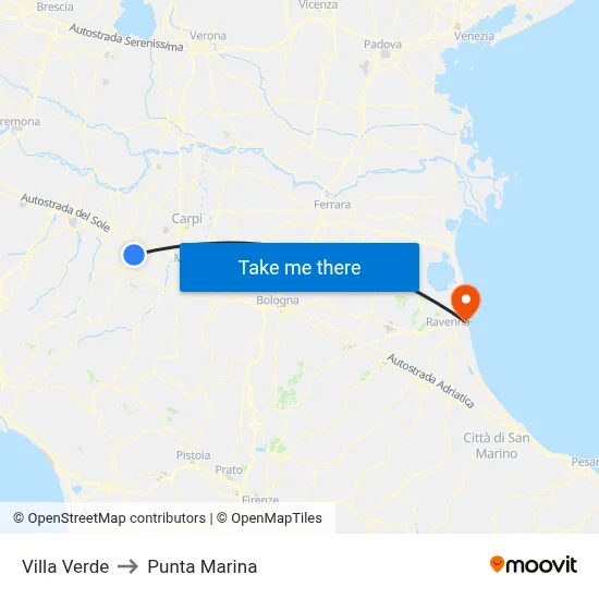 Green Villa to Marina Point map