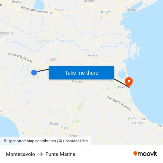 Montecavolo to Marina Point map