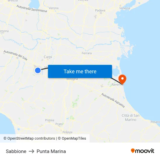 Sabbione to Marina Point map