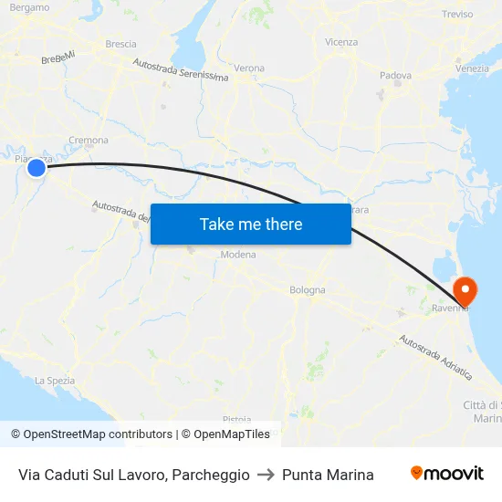 Via Caduti Sul Lavoro, Parking to Marina Point map