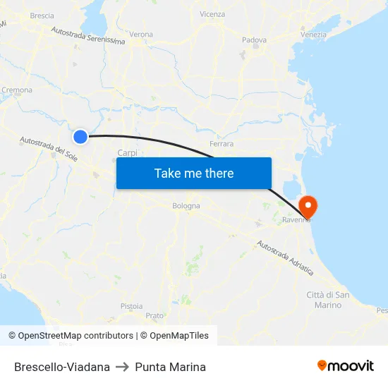 Brescello-Viadana to Marina Point map