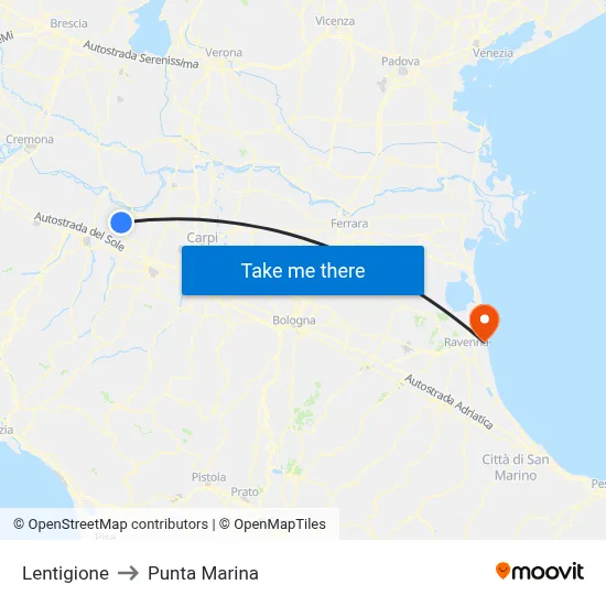 Lentigione to Marina Point map
