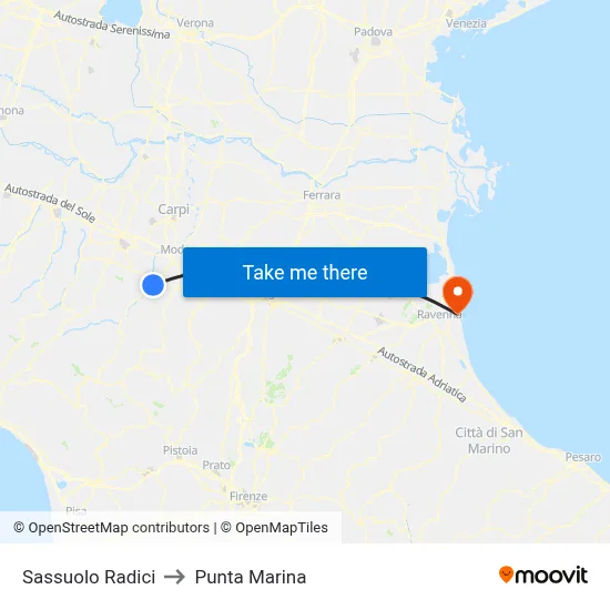 Sassuolo Radici to Marina Point map