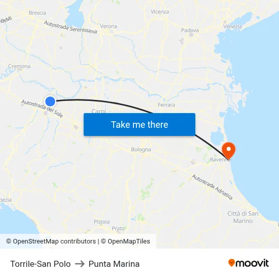 Torrile-San Polo to Marina Point map