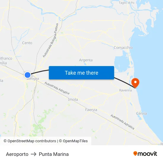 Aeroporto to Punta Marina map