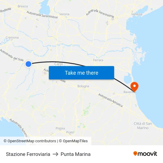 Stazione Ferroviaria to Punta Marina map