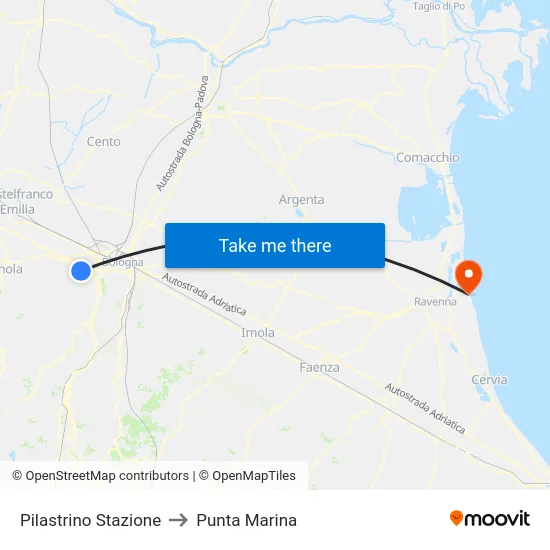 Pilastrino Stazione to Punta Marina map