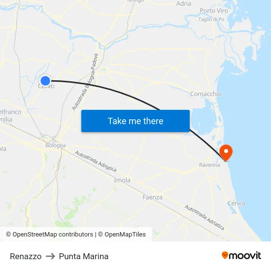 Renazzo to Punta Marina map