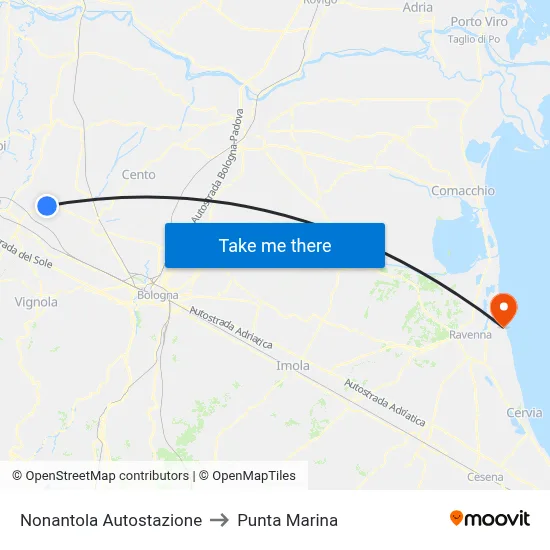 Nonantola Bus Station to Marina Point map