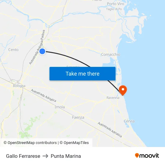 Gallo Ferrarese to Punta Marina map