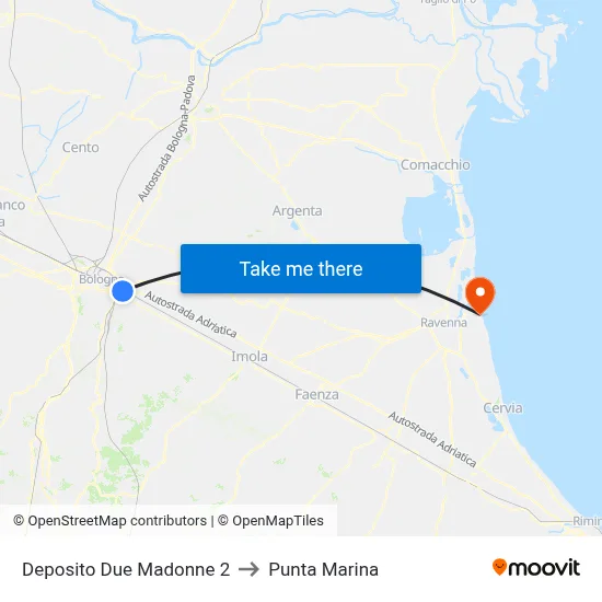 Deposito Due Madonne 2 to Punta Marina map